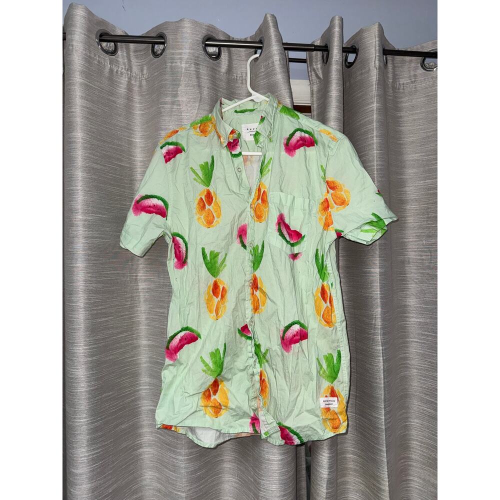 Duvin Designs Aop Watermelon Pineapple Print 100% Viscose Button Up medium